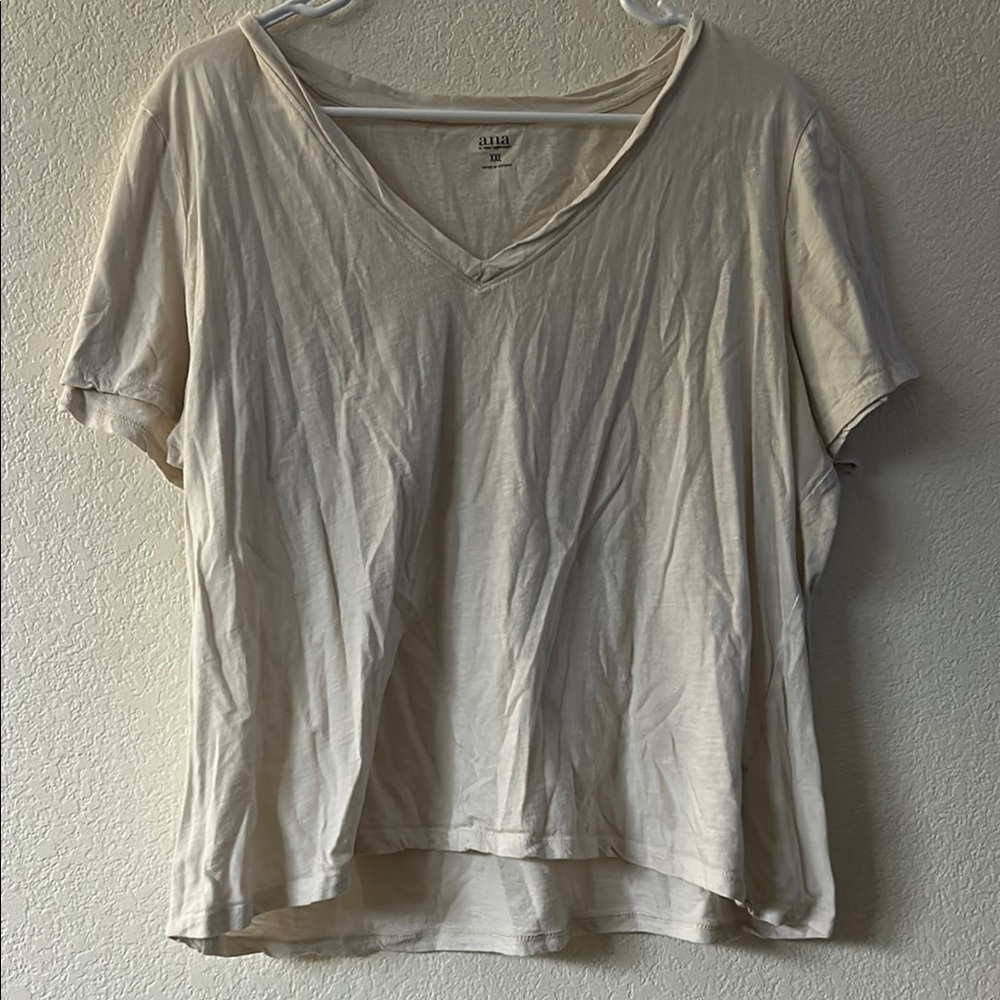 A.N.A. white/tan cropped t shirt